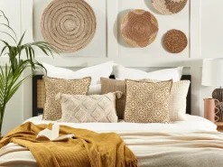 Sæt af 2 pyntepuder CEIBA Bomuld 45 x 45 cm Beige Geometrisk mønster