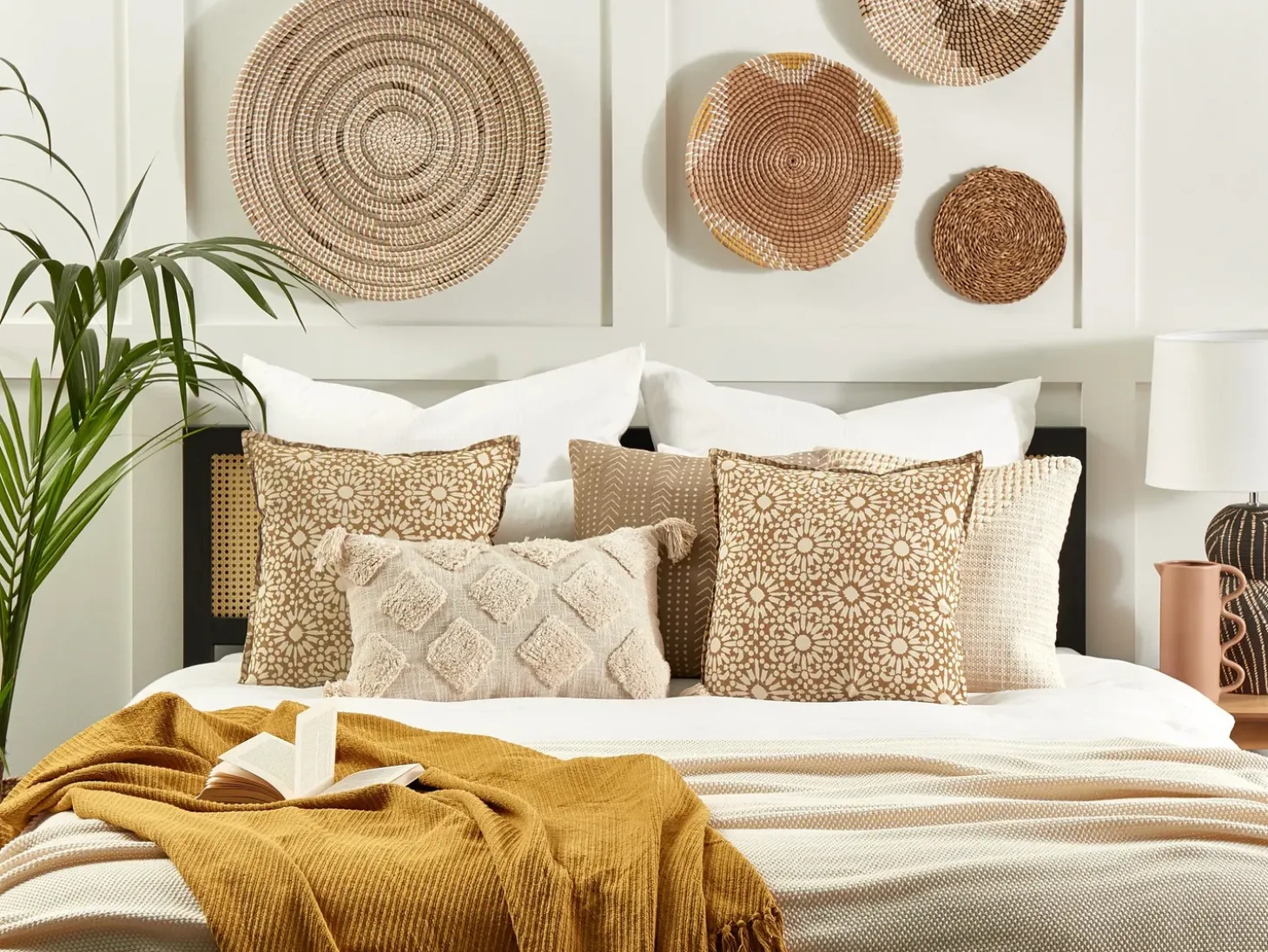 Sæt af 2 pyntepuder CEIBA Bomuld 45 x 45 cm Beige Geometrisk mønster