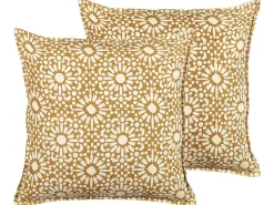 Sæt af 2 pyntepuder CEIBA Bomuld 45 x 45 cm Beige Geometrisk mønster