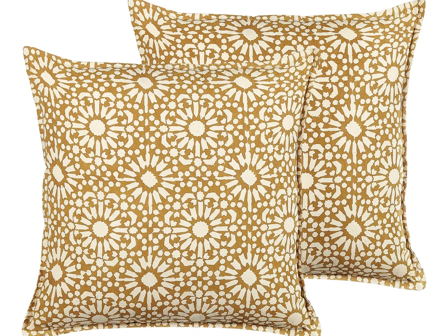 Sæt af 2 pyntepuder CEIBA Bomuld 45 x 45 cm Beige Geometrisk mønster