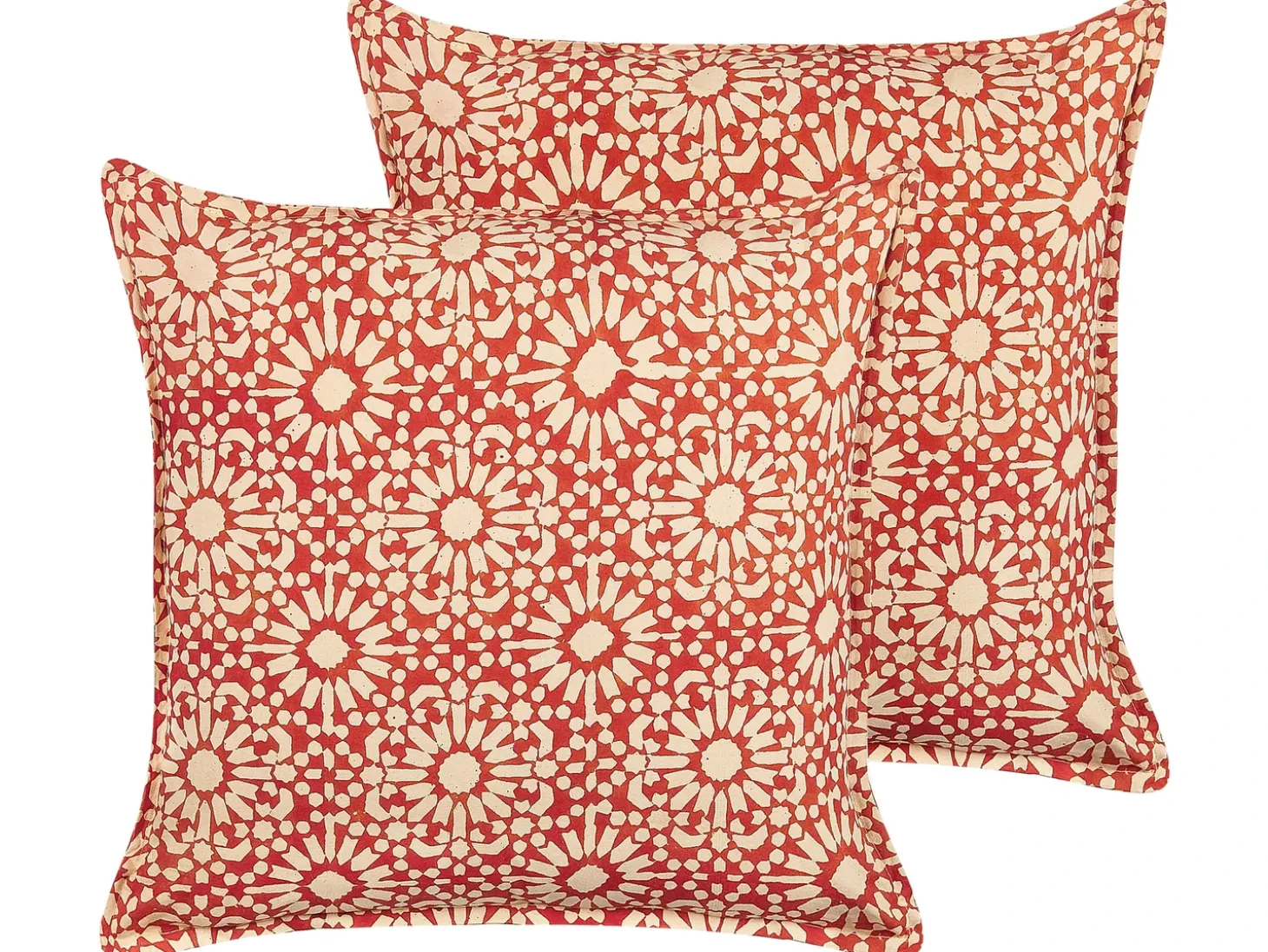 Sæt af 2 pyntepuder CEIBA Bomuld 45 x 45 cm Rød Geometrisk mønster
