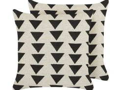 Sæt af 2 pyntepuder CERCIS Bomuld 45 x 45 cm Beige Geometrisk mønster