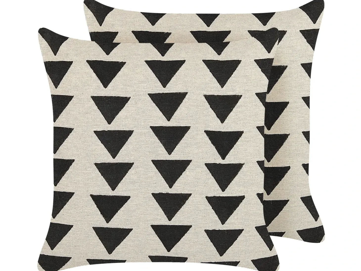 Sæt af 2 pyntepuder CERCIS Bomuld 45 x 45 cm Beige Geometrisk mønster
