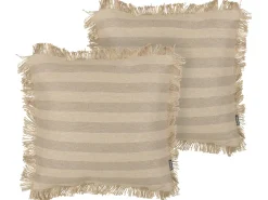 Sæt af 2 pyntepuder CIRSIUM Jute 45 x 45 cm Beige Stribet mønster