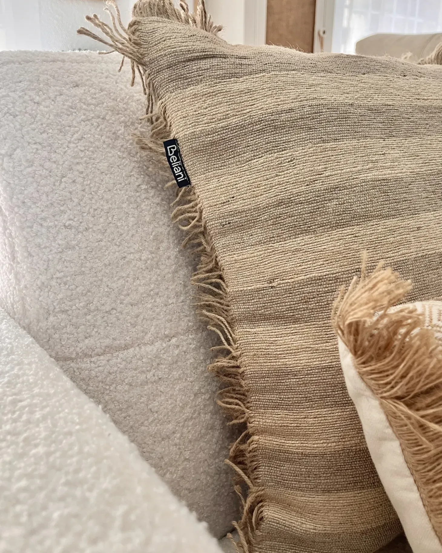 Sæt af 2 pyntepuder CIRSIUM Jute 45 x 45 cm Beige Stribet mønster