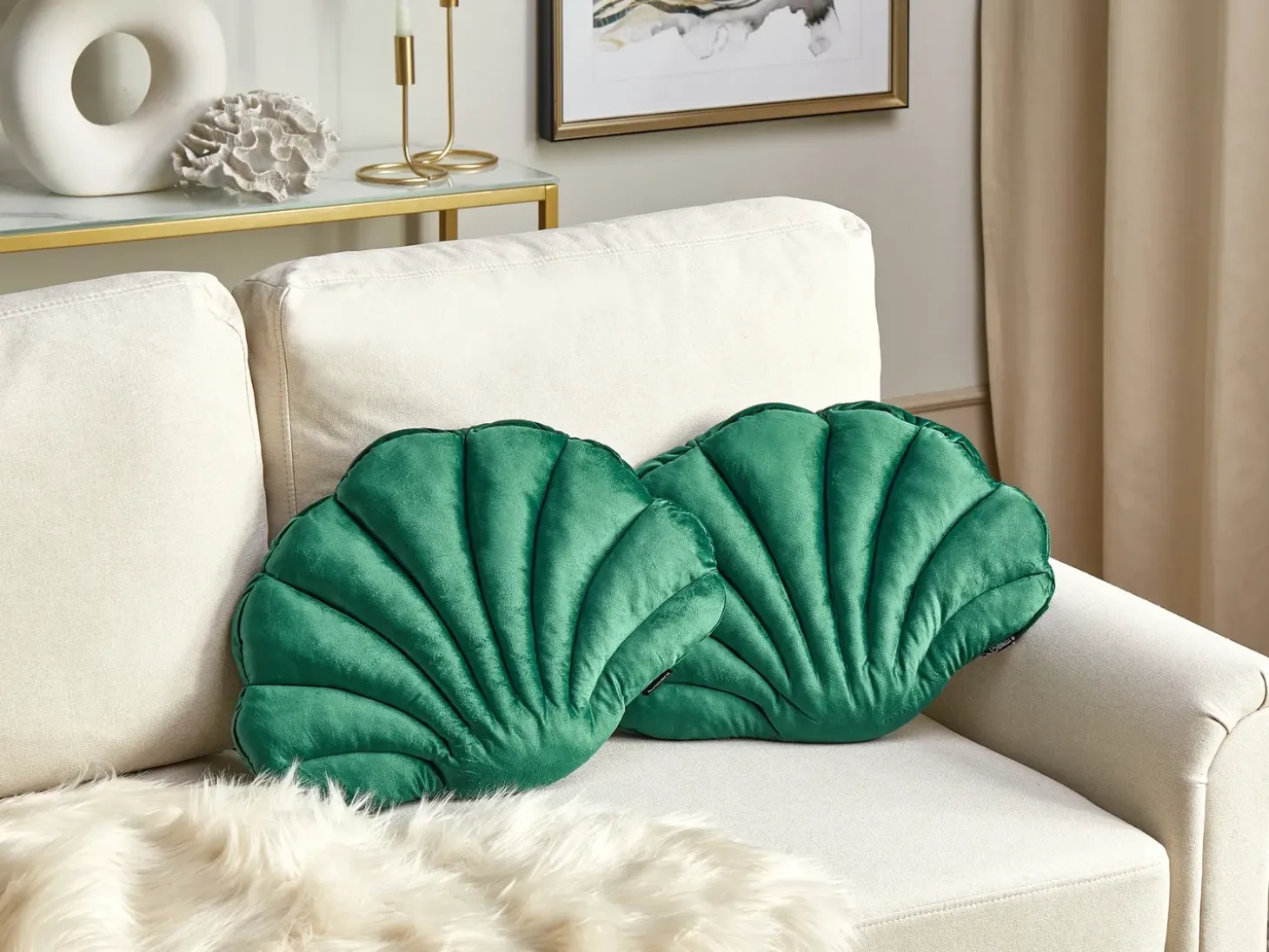 Sæt af 2 pyntepuder CONSOLIDA Velour 47 x 35 cm Smaragdgrøn Ensfarvet
