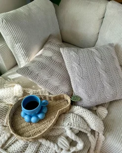 Sæt af 2 pyntepuder CONSTYLIS Bomuld 45 x 45 cm Brungrå Ensfarvet