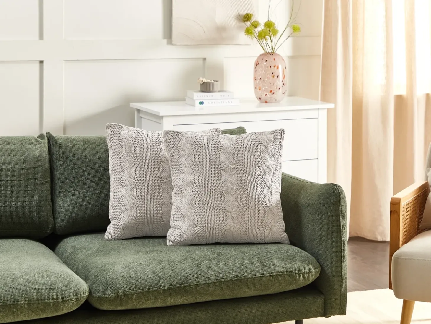 Sæt af 2 pyntepuder CONSTYLIS Bomuld 45 x 45 cm Brungrå Ensfarvet