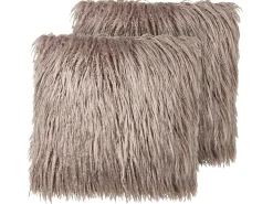 Sæt af 2 pyntepuder COROKIA Kunstig pels 45 x 45 cm Beige Ensfarvet