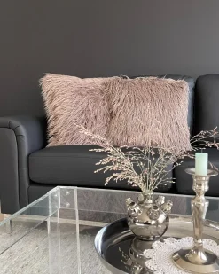 Sæt af 2 pyntepuder COROKIA Kunstig pels 45 x 45 cm Beige Ensfarvet