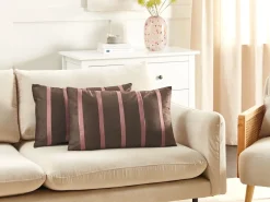 Sæt af 2 pyntepuder CRODYLINE Velour 35 x 60 cm Brun Stribet mønster