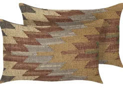 Sæt af 2 pyntepuder DEEPOR Jute 30 x 50 cm Multifarvet Orientalsk mønster