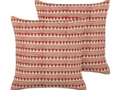 Sæt af 2 pyntepuder DEGLUPTA Bomuld 45 x 45 cm Rød Chevronmønster