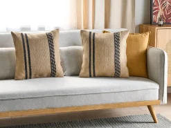 Sæt af 2 pyntepuder DESALIX Jute 45 x 45 cm Beige Stribet mønster