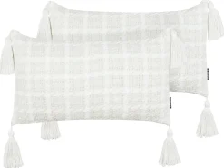 Sæt af 2 pyntepuder DOURIS 30 x 60 cm Lys Beige Ternet mønster