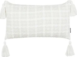 Sæt af 2 pyntepuder DOURIS 30 x 60 cm Lys Beige Ternet mønster