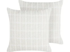 Sæt af 2 pyntepuder DOURIS 45 x 45 cm Lys Beige Ternet mønster
