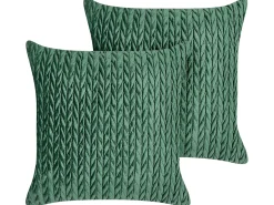 Sæt af 2 pyntepuder ECLIPTA 45 x 45 cm Grøn Ensfarvet