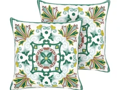 Sæt af 2 pyntepuder ELANITE Bomuld 45 x 45 cm Grøn Orientalsk mønster