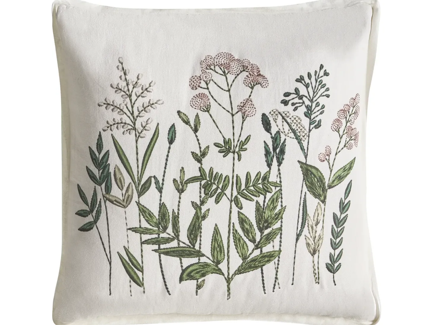 Sæt af 2 pyntepuder FERNA Bomuld 45 x 45 cm Hvid/beige Blomstermønster