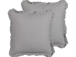 Sæt af 2 pyntepuder GLABRA Hør 45 x 45 cm Grå Ensfarvet