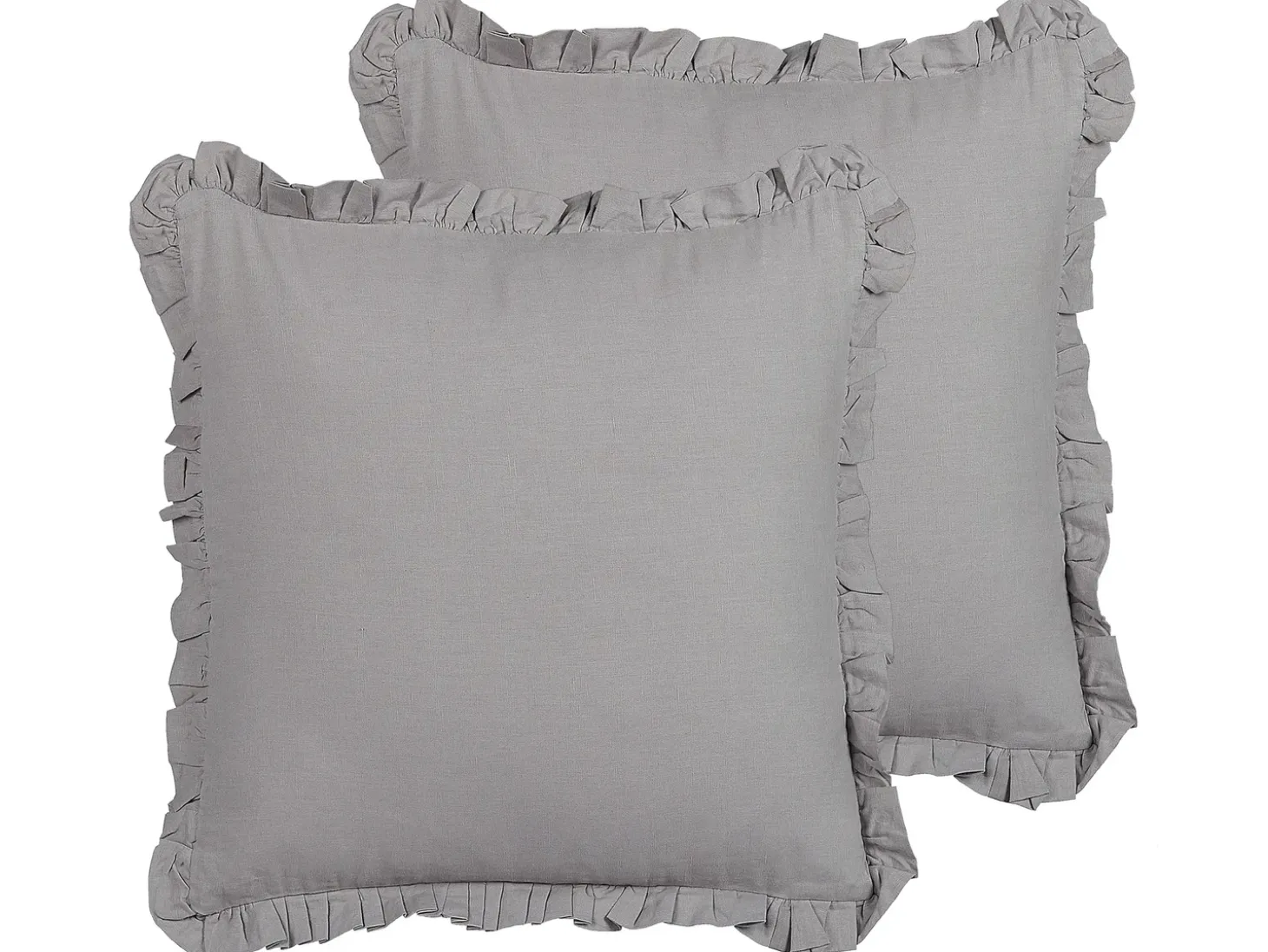 Sæt af 2 pyntepuder GLABRA Hør 45 x 45 cm Grå Ensfarvet