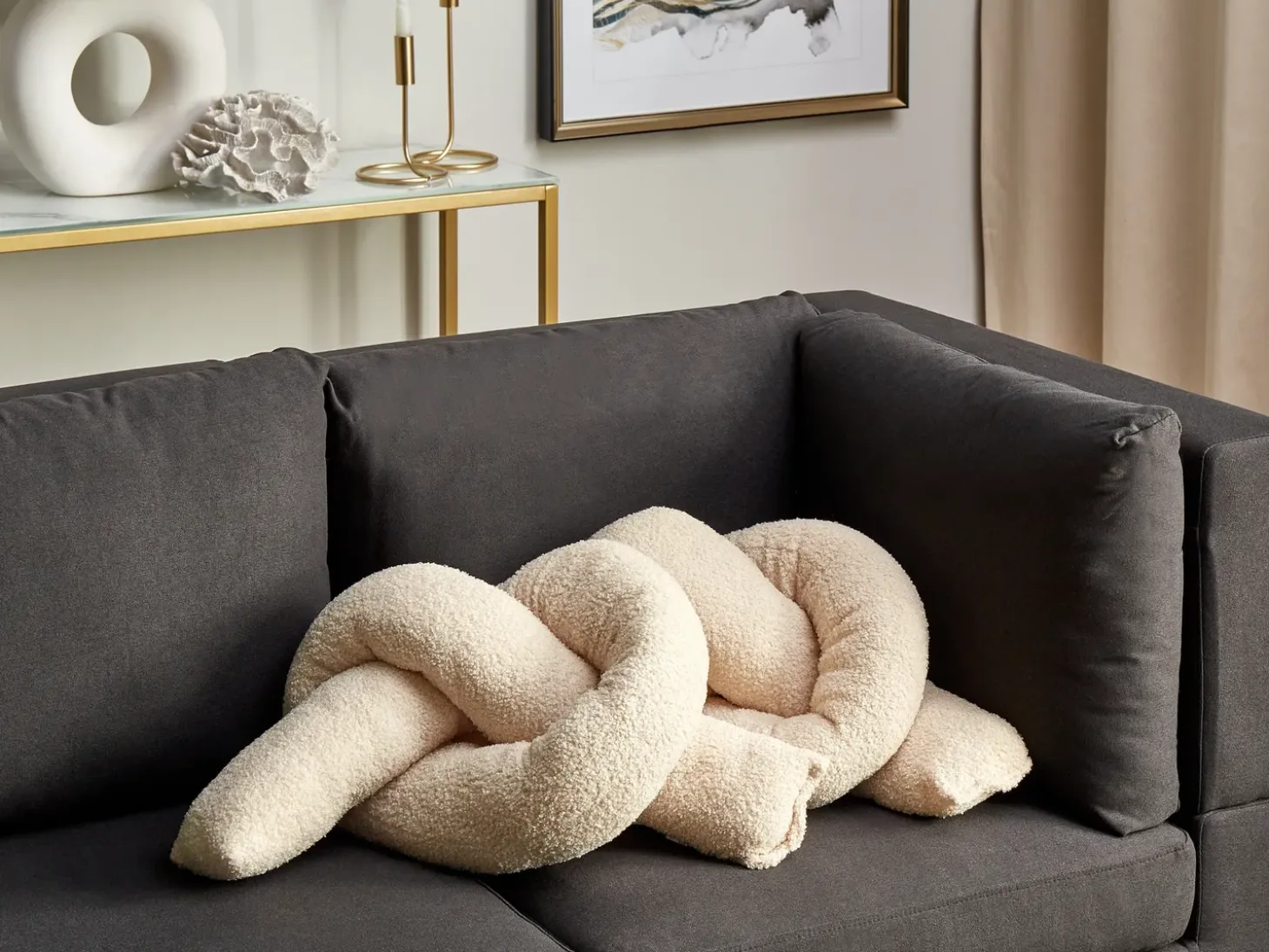 Sæt af 2 pyntepuder GLADIOLUS Boucle 172 x 14 cm Beige Ensfarvet