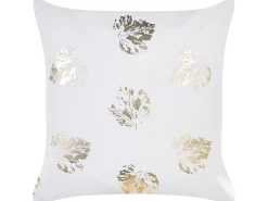 Sæt af 2 pyntepuder GOLDENROD Velour 45 x 45 cm Hvid Plante mønster