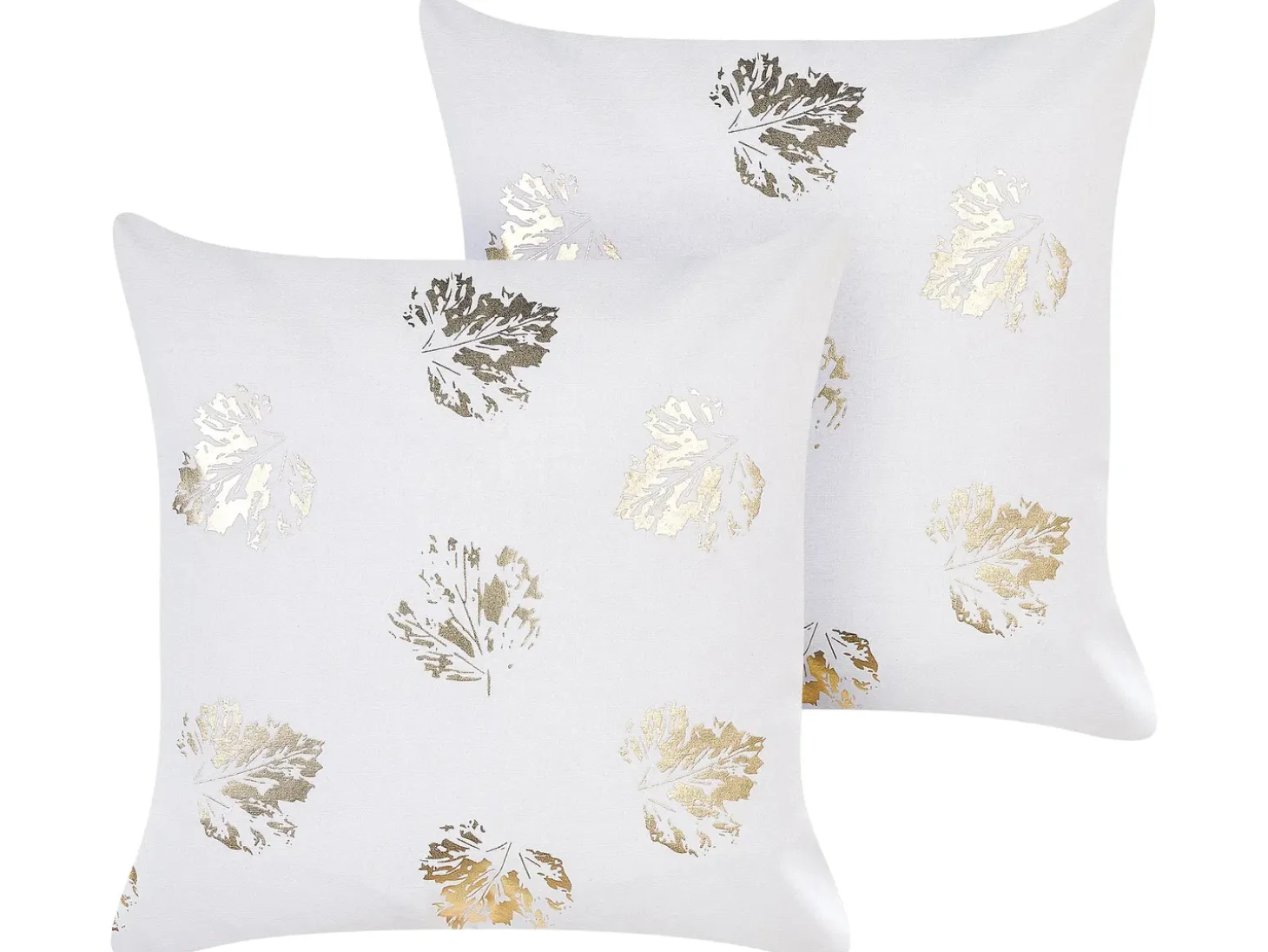 Sæt af 2 pyntepuder GOLDENROD Velour 45 x 45 cm Hvid Plante mønster