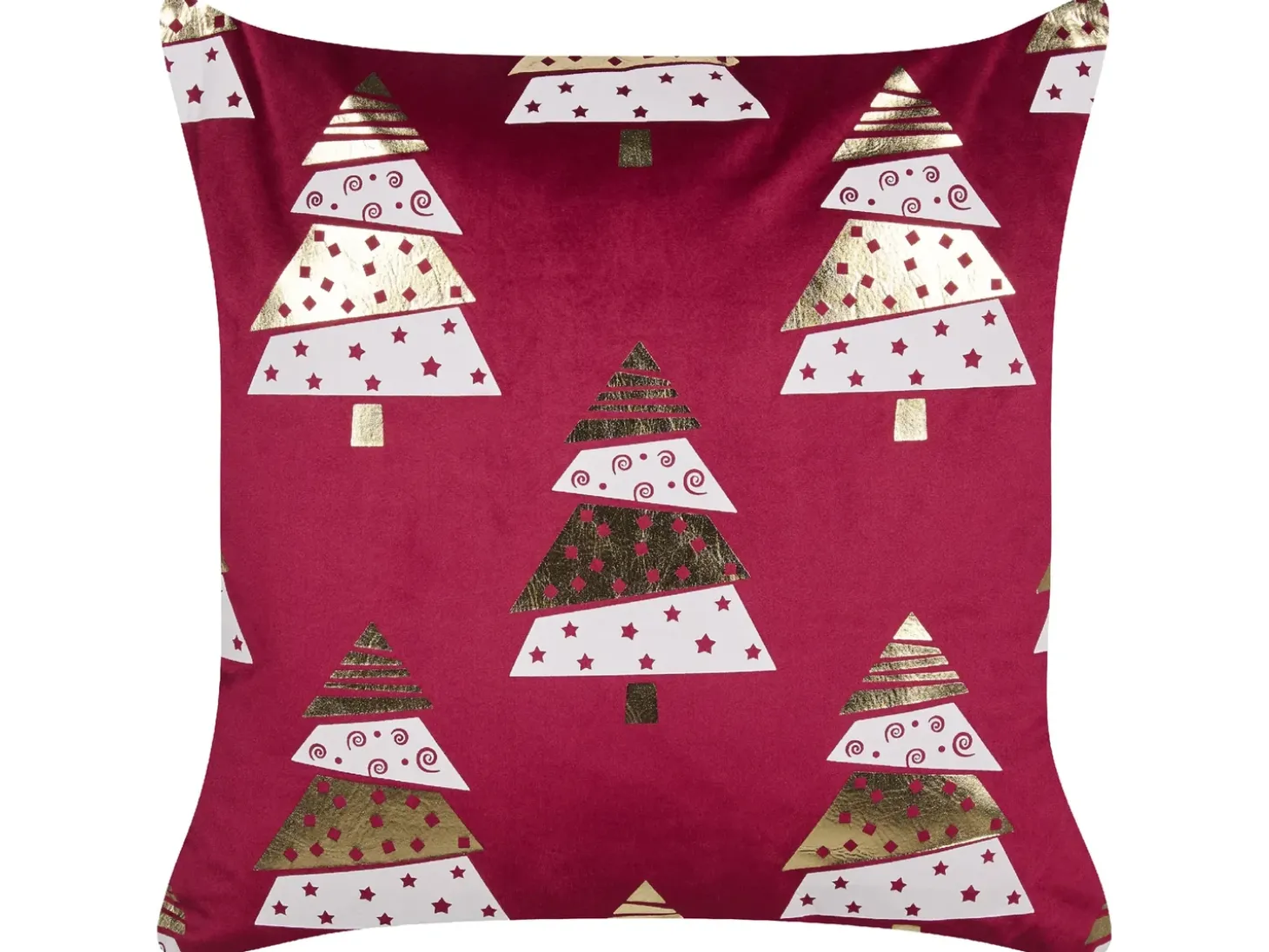 Sæt af 2 pyntepuder GOLDSPRUCE Velour 45 x 45 cm Rød Julemønster