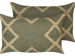 Sæt af 2 pyntepuder GOPI Jute 30 x 50 cm Grøn Orientalsk mønster