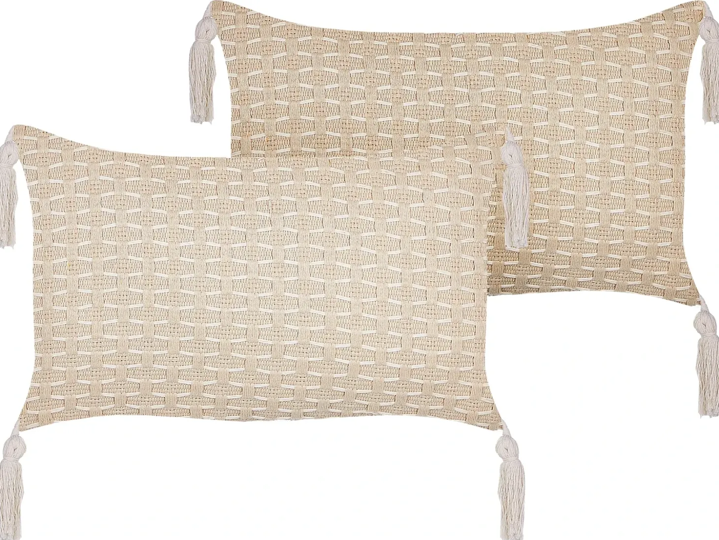 Sæt af 2 pyntepuder HAKONE 45 x 25 cm Lys Beige Geometrisk mønster
