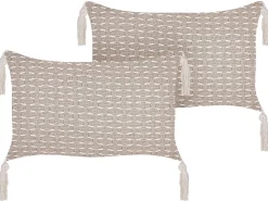 Sæt af 2 pyntepuder HAKONE 45 x 25 cm Brungrå Geometrisk mønster