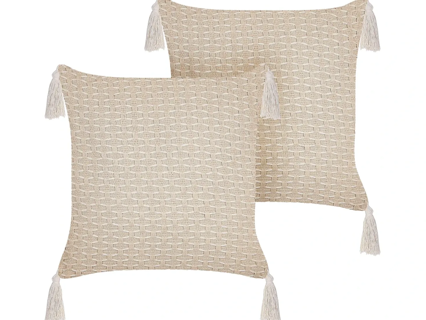 Sæt af 2 pyntepuder HAKONE 42 x 42 cm Lys Beige Geometrisk mønster