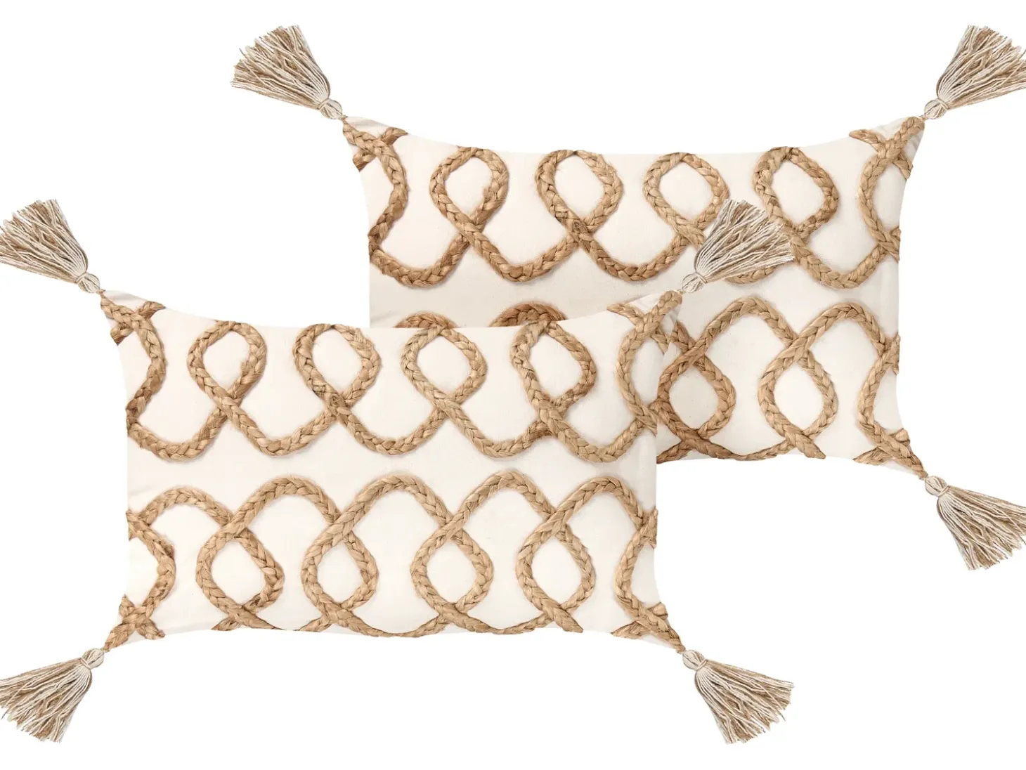 Sæt af 2 pyntepuder INCANA Bomuld 30 x 50 cm Beige Geometrisk mønster
