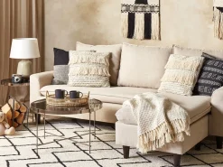 Sæt af 2 pyntepuder IRESINE Bomuld 45 x 45 cm Beige Geometrisk mønster