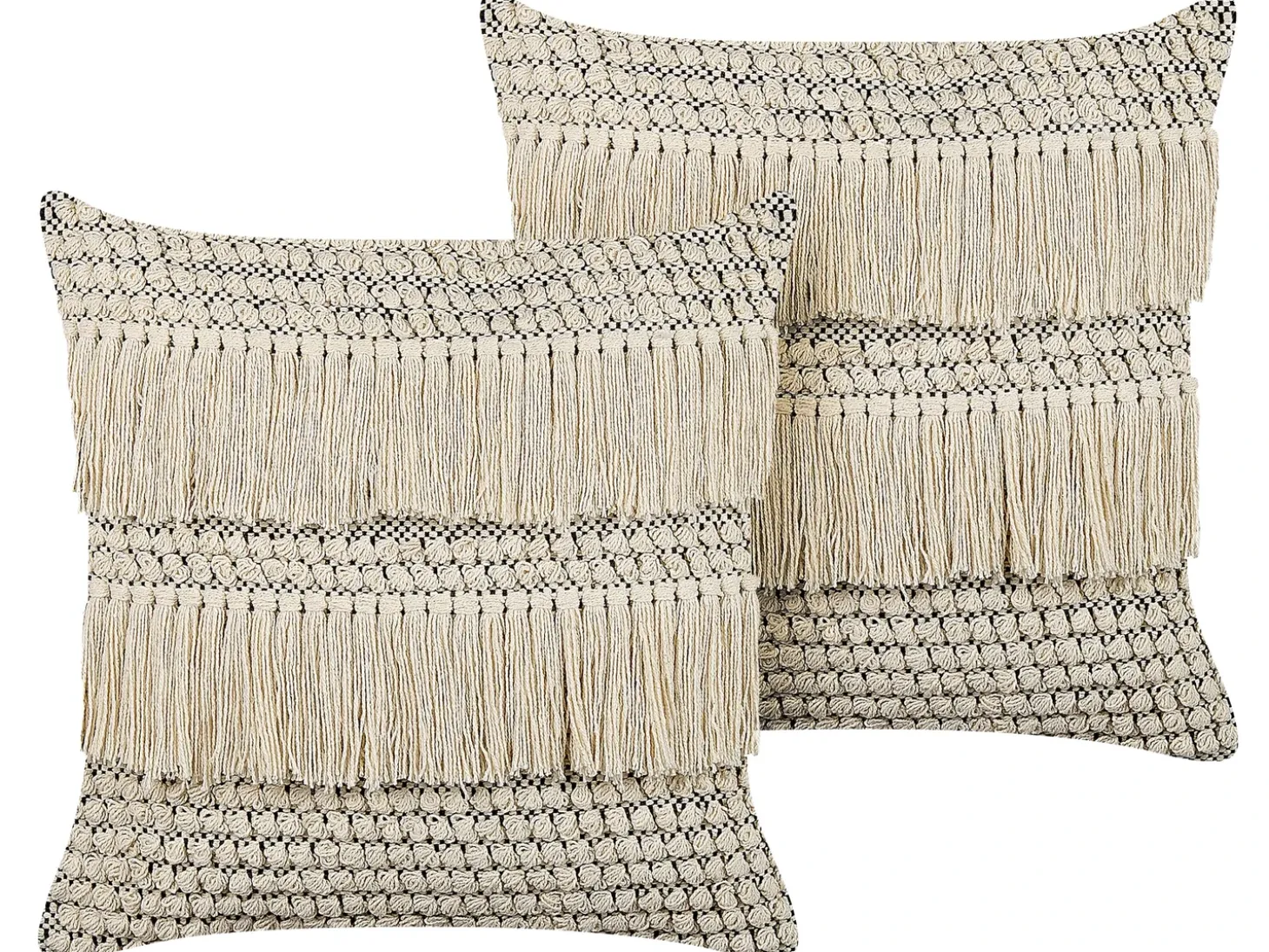Sæt af 2 pyntepuder IRESINE Bomuld 45 x 45 cm Beige Geometrisk mønster