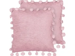 Sæt af 2 pyntepuder JASMINE 45 x 45 cm Lyserød Ensfarvet
