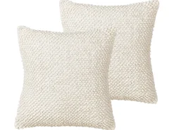 Sæt af 2 pyntepuder JOARA Bomuld 45 x 45 cm Lys Beige Ensfarvet