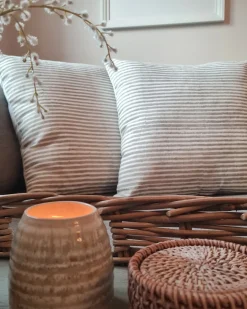Sæt af 2 pyntepuder KANPAS Hør 50 x 50 cm Grå Stribet mønster