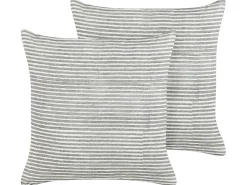 Sæt af 2 pyntepuder KANPAS Hør 50 x 50 cm Grå Stribet mønster