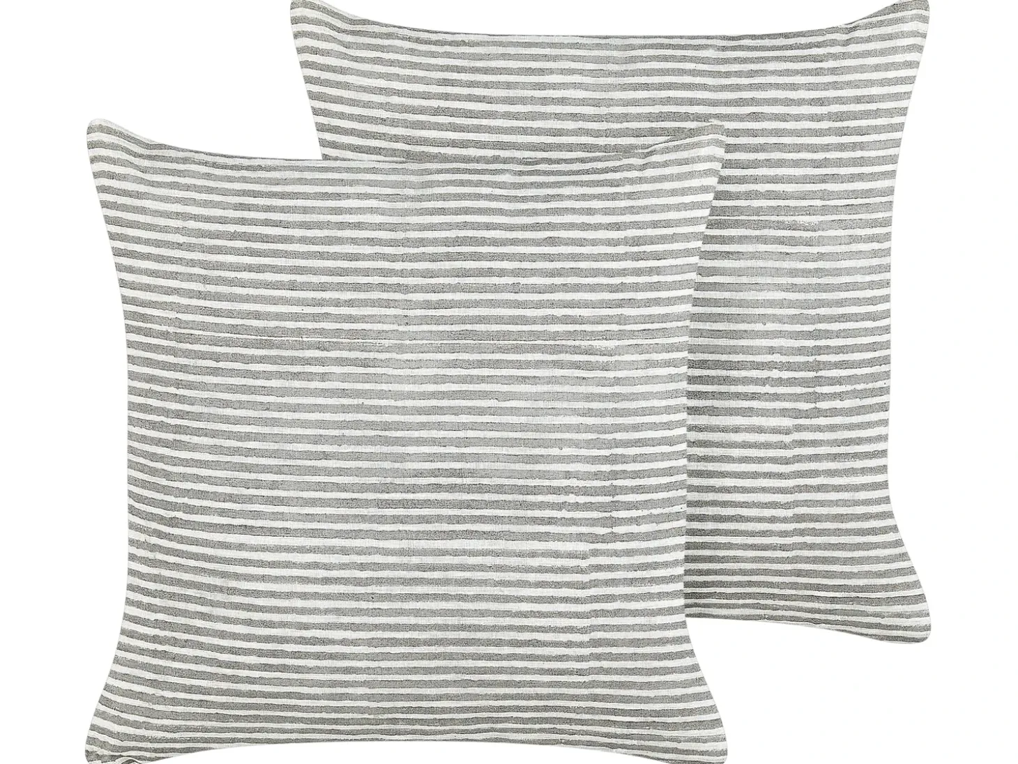 Sæt af 2 pyntepuder KANPAS Hør 50 x 50 cm Grå Stribet mønster