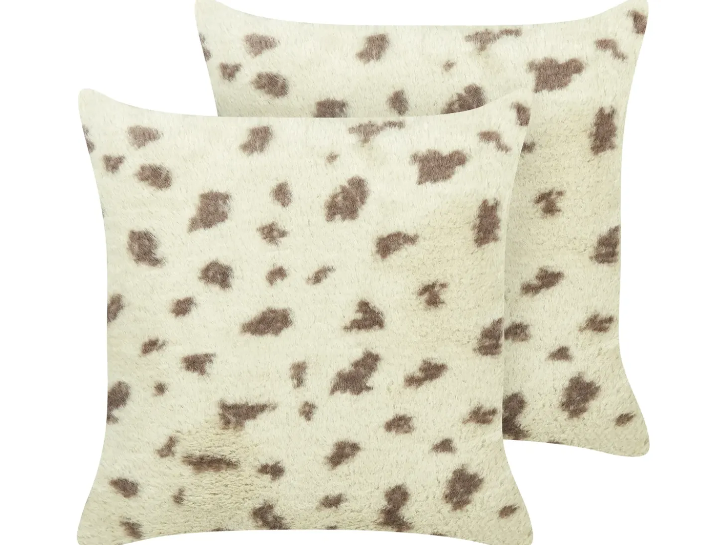 Sæt af 2 pyntepuder KASRA Kunstig pels 45 x 45 cm Beige Abstraktmønster