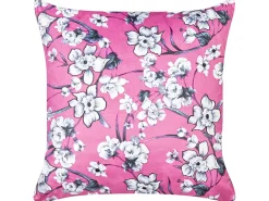 Sæt af 2 pyntepuder KOELERIA Velour 45 x 45 cm Fuchsia Blomstermønster