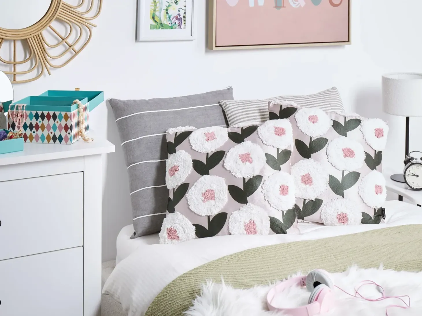 Sæt af 2 pyntepuder KUNRI Bomuld 45 x 45 cm Multifarvet Blomstermønster