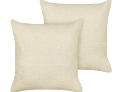 Sæt af 2 pyntepuder LEUZEA Boucle 60 x 60 cm Beige Ensfarvet