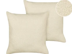 Sæt af 2 pyntepuder LEUZEA Boucle 60 x 60 cm Beige Ensfarvet