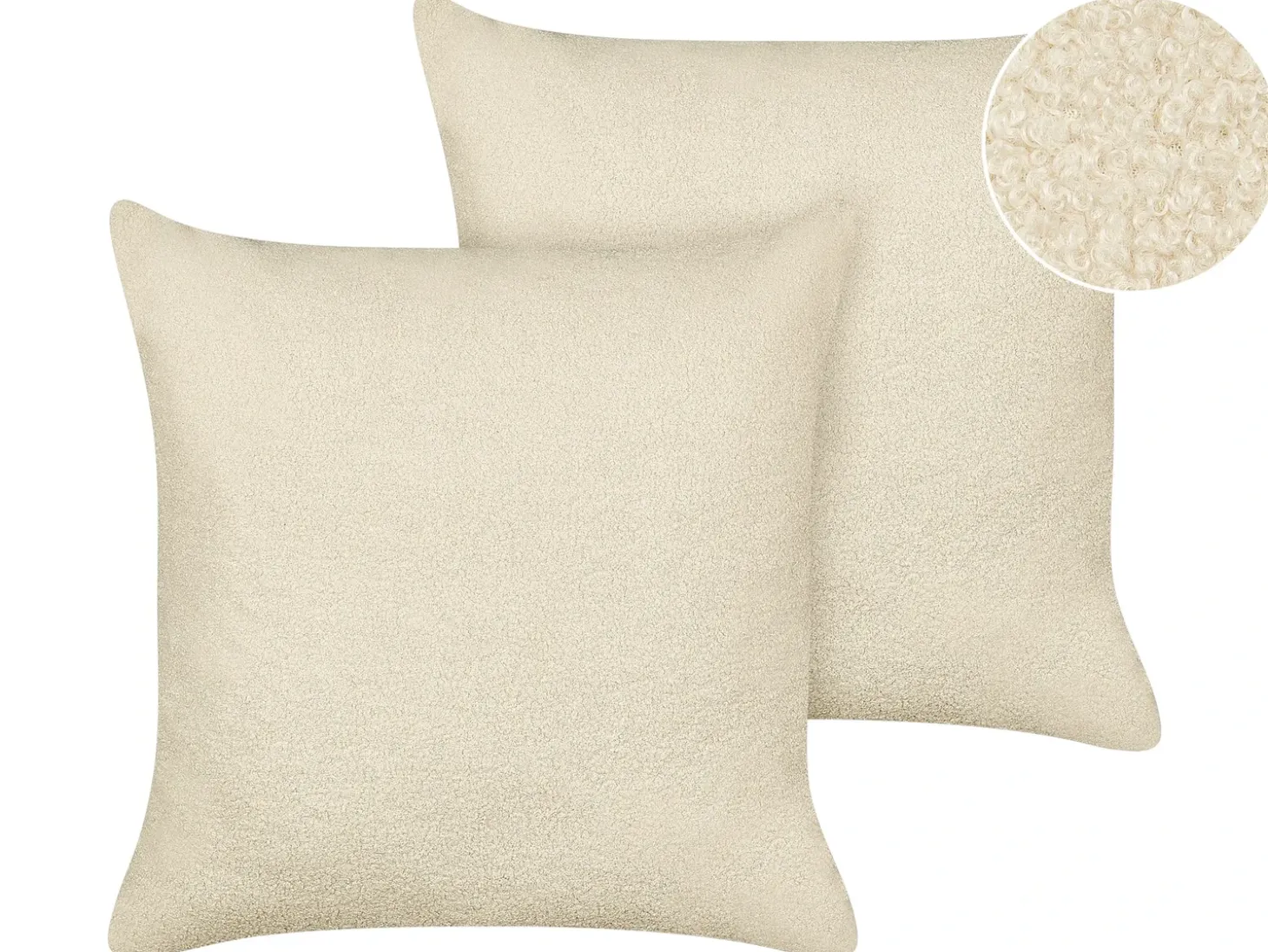 Sæt af 2 pyntepuder LEUZEA Boucle 60 x 60 cm Beige Ensfarvet