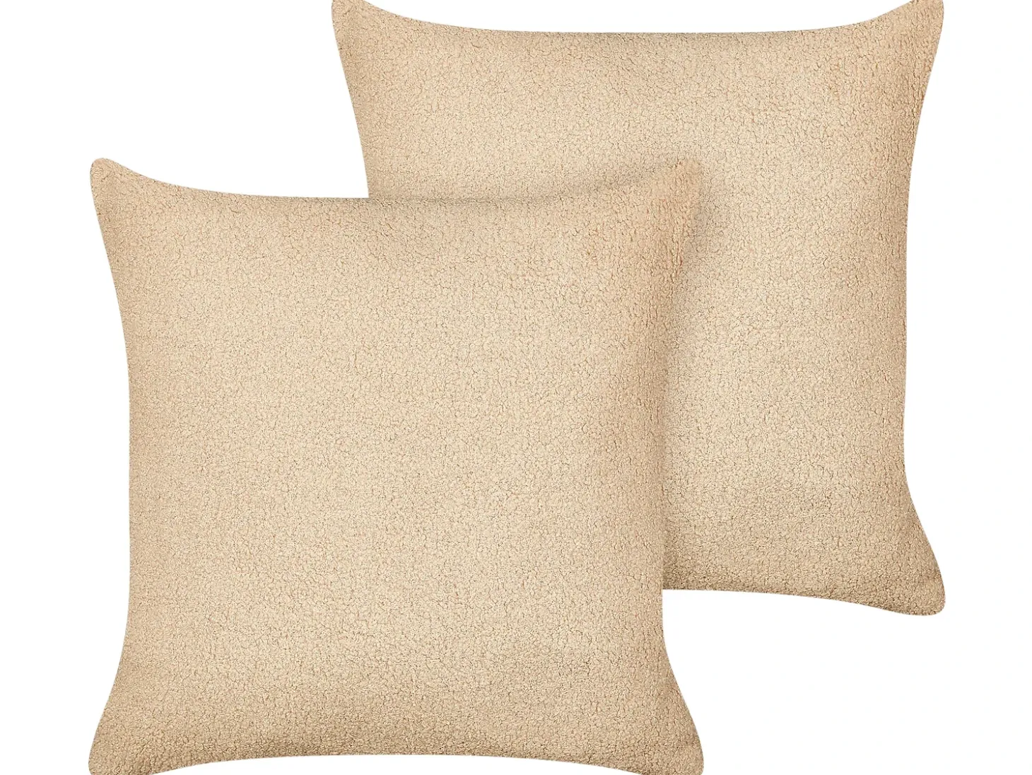 Sæt af 2 pyntepuder LEUZEA Boucle 45 x 45 cm Sand Beige Ensfarvet