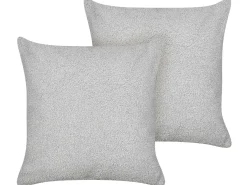 Sæt af 2 pyntepuder LEUZEA Boucle 45 x 45 cm Grå Ensfarvet